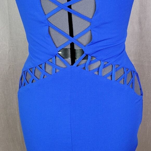 PRIVY B Cut Outs Bodycon Blue Dress Medium - Picture 7 of 8